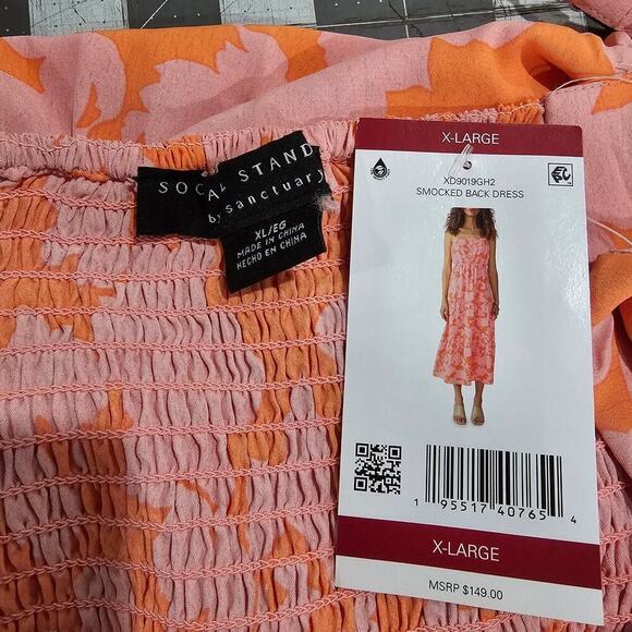 Sanctuary Maxi Dress Womens XL Pink Tiered Smocked Cottage Coquette Prairie B - Picture 8 of 12